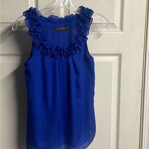 The Limited Royal Blue Ruffle Neck Blouse